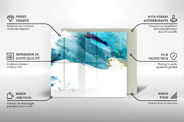 Steklena podloga za rezanje Modre lise