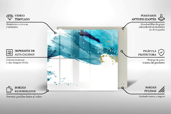 Steklena podloga za rezanje Modre lise