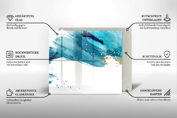 Steklena podloga za rezanje Modre lise