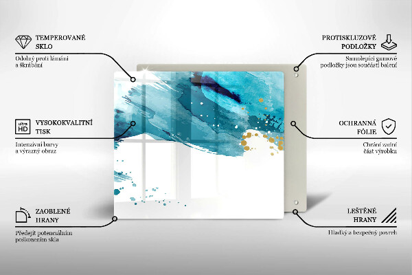 Steklena podloga za rezanje Modre lise