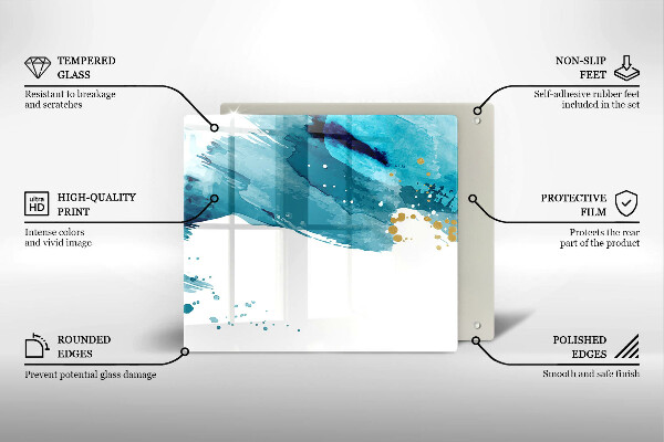 Steklena podloga za rezanje Modre lise