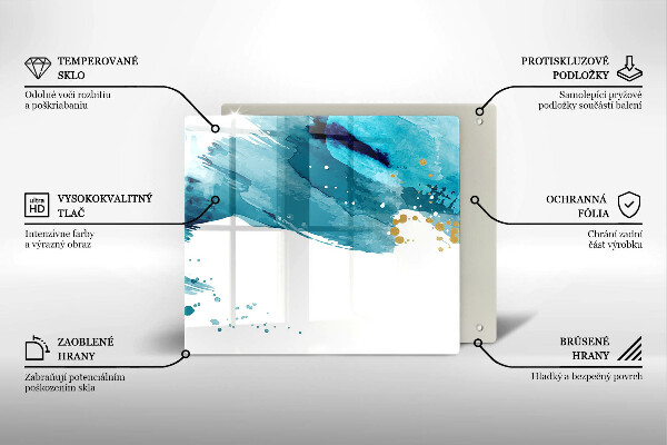 Steklena podloga za rezanje Modre lise