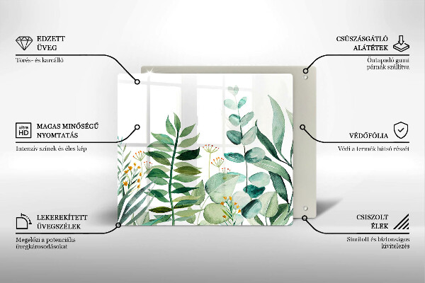 Steklena podloga za rezanje Ilustracija rastlinskih listov