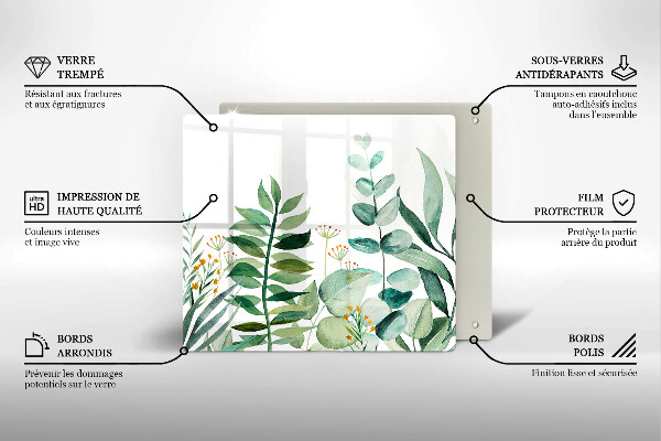 Steklena podloga za rezanje Ilustracija rastlinskih listov