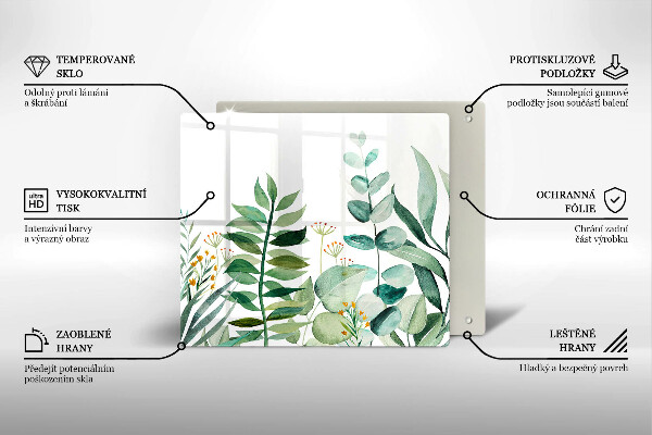 Steklena podloga za rezanje Ilustracija rastlinskih listov
