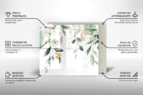 Steklena podloga za rezanje Akvarelni listi