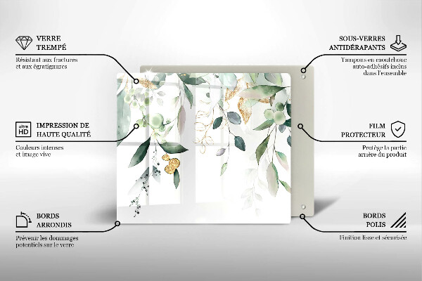 Steklena podloga za rezanje Akvarelni listi