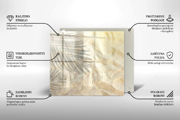 Steklena podloga za rezanje Palmovi listi in pesek