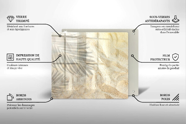 Steklena podloga za rezanje Palmovi listi in pesek