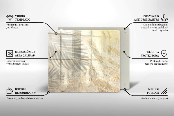 Steklena podloga za rezanje Palmovi listi in pesek