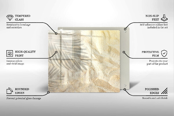 Steklena podloga za rezanje Palmovi listi in pesek