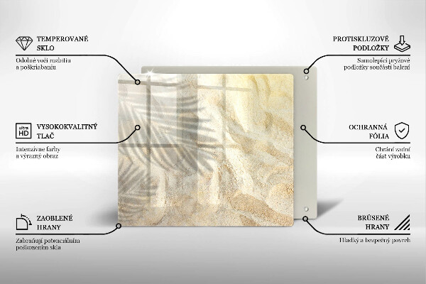 Steklena podloga za rezanje Palmovi listi in pesek