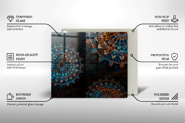 Steklena podloga za rezanje Boho vintage kolesa