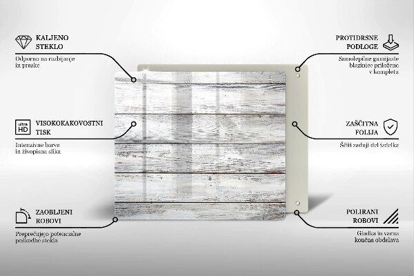 Steklena podloga za rezanje Svetle lesene deske