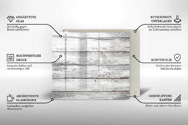 Steklena podloga za rezanje Svetle lesene deske