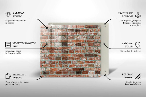 Steklena podloga za rezanje Stara opečna stena