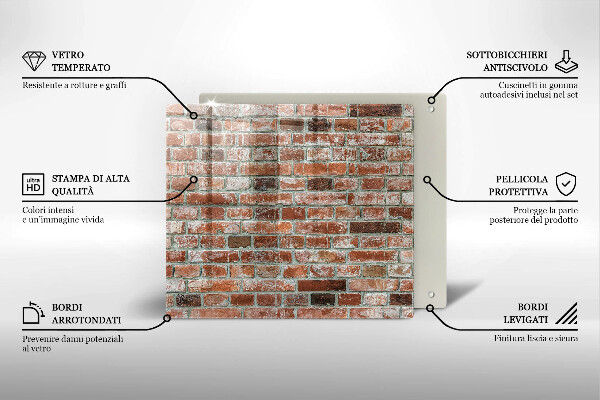 Steklena podloga za rezanje Stara opečna stena