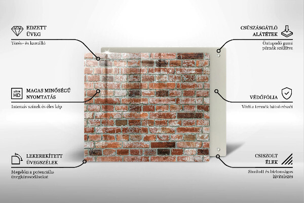 Steklena podloga za rezanje Stara opečna stena