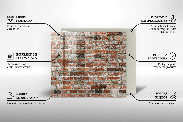 Steklena podloga za rezanje Stara opečna stena