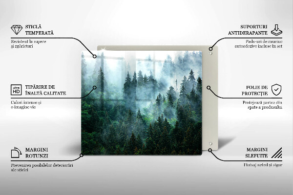 Steklena podloga za rezanje Gozd v megli