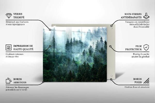 Steklena podloga za rezanje Gozd v megli