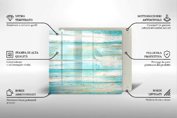 Steklena podloga za rezanje Vintage lesene plošče
