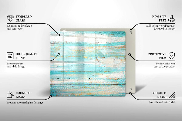 Steklena podloga za rezanje Vintage lesene plošče