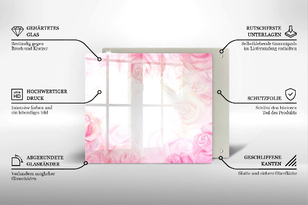 Steklena podloga za rezanje Ozadje z nežnimi vrtnicami