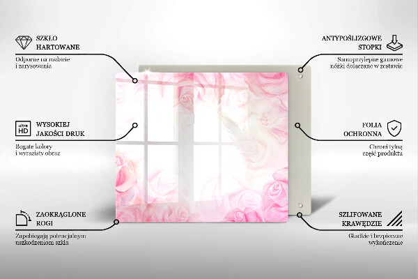 Steklena podloga za rezanje Ozadje z nežnimi vrtnicami