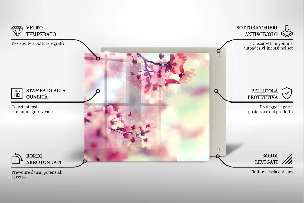 Steklena podloga za rezanje Narava jablanovih cvetov