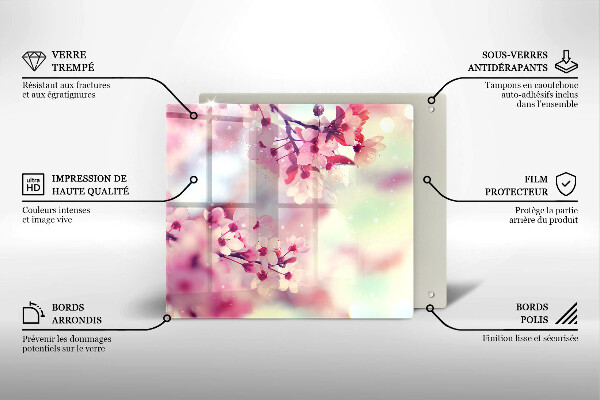 Steklena podloga za rezanje Narava jablanovih cvetov