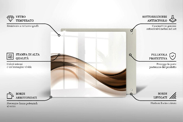 Steklena podloga za rezanje Abstraktne rjave črte