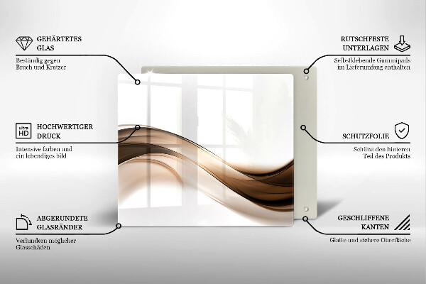 Steklena podloga za rezanje Abstraktne rjave črte