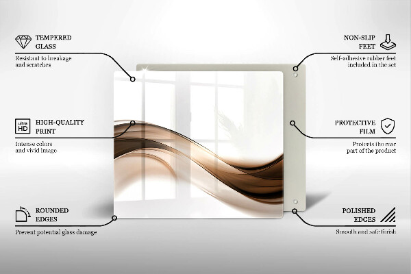 Steklena podloga za rezanje Abstraktne rjave črte