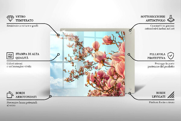 Steklena podloga za rezanje Drevo rožnatih cvetov