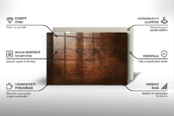 Steklena podloga za rezanje Temna lesena plošča