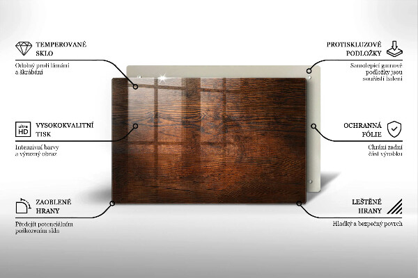Steklena podloga za rezanje Temna lesena plošča