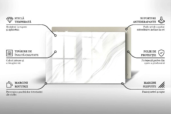 Steklena podloga za rezanje Nežen marmor