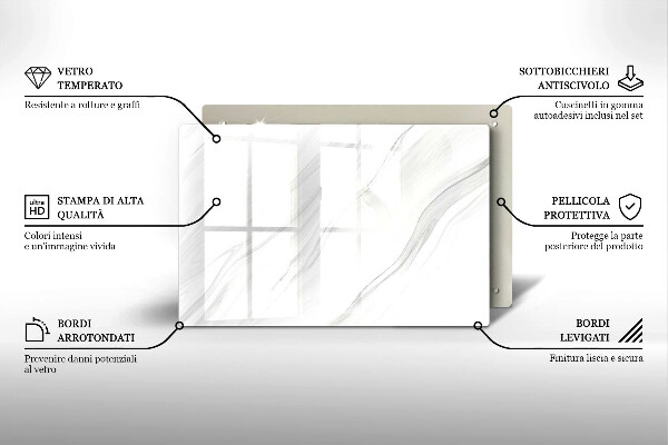 Steklena podloga za rezanje Nežen marmor