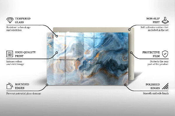 Steklena podloga za rezanje Tekstura marmorja