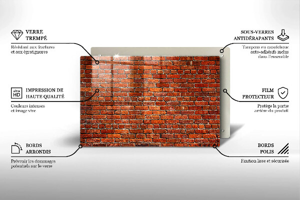 Steklena podloga za rezanje Stena iz opečne stene