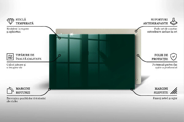 Steklena podloga za rezanje Zelena barva