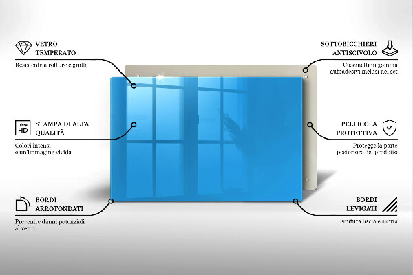 Steklena podloga za rezanje Modra barva