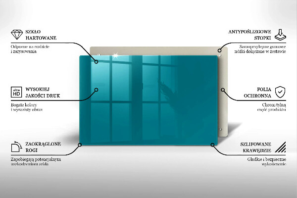 Steklena podloga za rezanje turkizna