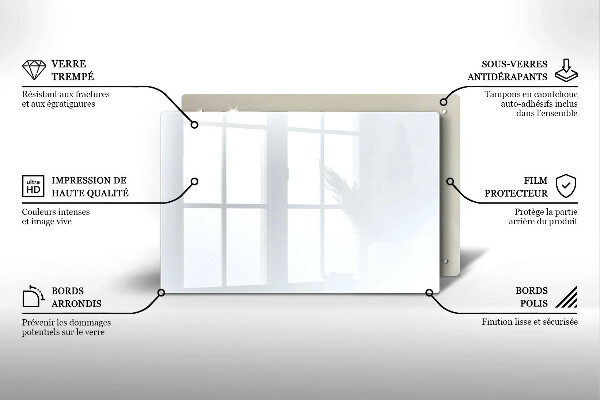 Steklena podloga za rezanje Bela barva