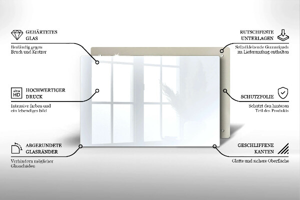 Steklena podloga za rezanje Bela barva