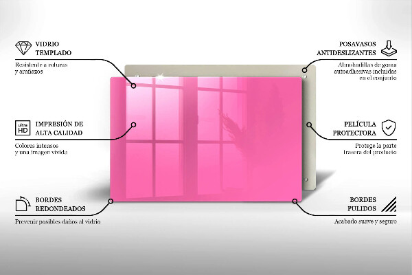 Steklena podloga za rezanje Roza barva