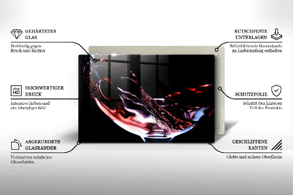 Steklena podloga za rezanje Kozarec rdečega vina