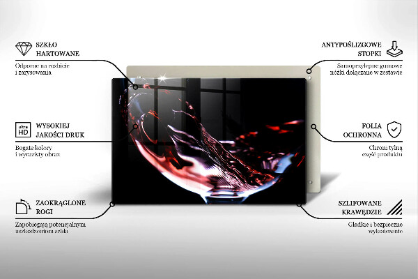 Steklena podloga za rezanje Kozarec rdečega vina