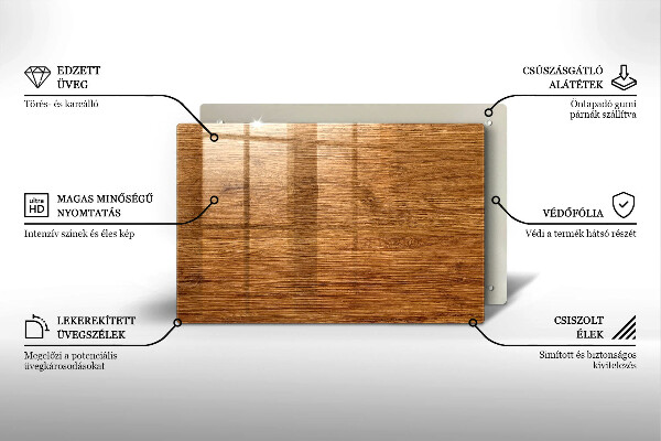 Steklena podloga za rezanje Tekstura lesene plošče